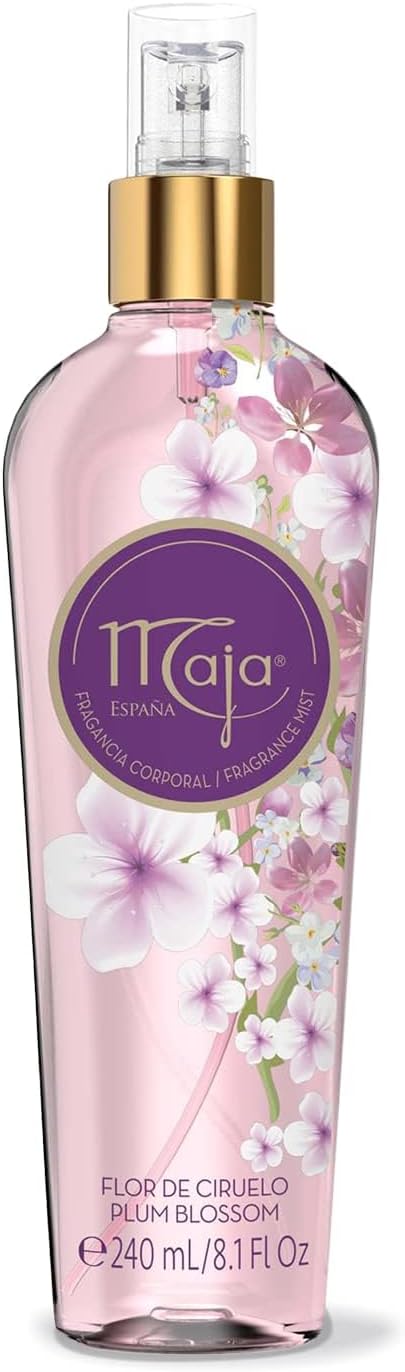 Maja Plum Blossom Perfumed Body Mist with Floral and Fruity notes to refresh yourself any time, Transparent Purple, 8.1 Fl Oz, Spray Bottle