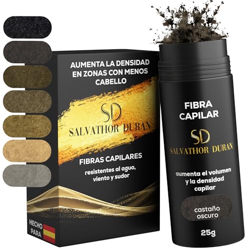 Fibras Capilares Castaño Oscuro 25g | Fibra Capilar Hombre y Mujer para Cubrir Calvas, Disimular Calvicie y Aumentar Volumen Cabello | Fibras Capilares Resistentes al Agua con Efecto Natural
