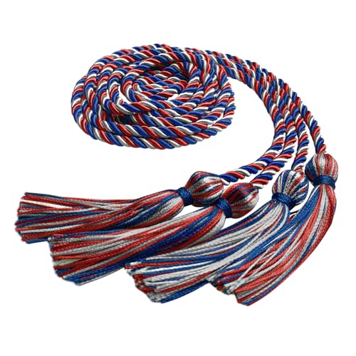 Image of Endea Graduation Double Honor Cord Three-Color (Royal Blue /Red /Silver)