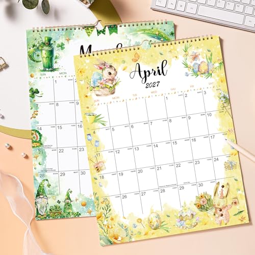 Calendario de pared 2027 mensual con bloques en blanco ideal para organizar el hogar y la cocina 2