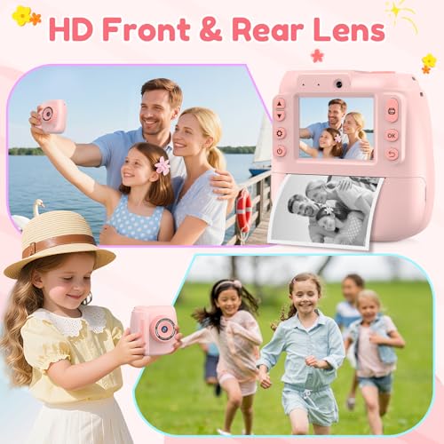 Kids Camera Instant Print, 48MP Instant Camera with 32GB Card & Photo Paper & Sticker, 1080P Videos Toddler Cameras for Childrens, Christmas Birthday Gifts for 10 Year Olds Girls Boys - Image 6