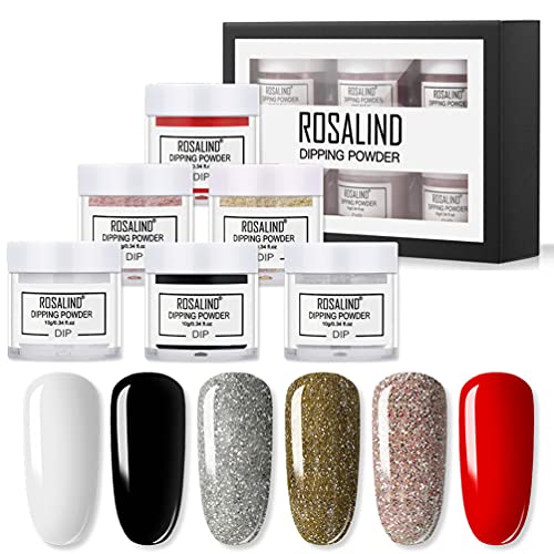 6 Colors Nail Dip Powder Set, KINGMAS Nude Colors Dipping Powder Nails System for French Nail Manicure Nail Art, No Nail Lamp Needed Acrylic Dipping Powder Nail Set (6 Colors A)