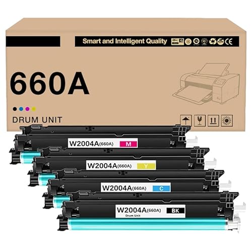 Sharind 660A Drum Unit Compatible for HP 660A W2004A Toner Compatible for HP Color Laser Enterprise M751n M751dn M776zs M776dn M776z M856x M856dn Printer 4-Pack (Black Yellow Magenta Cyan)