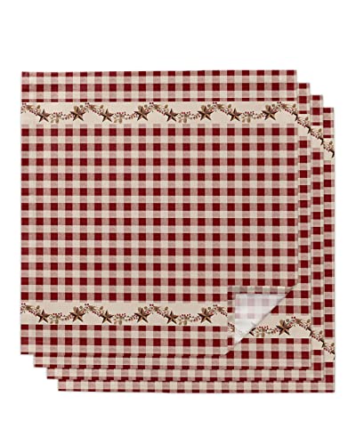 Cloth Napkins Farmhouse Berry Country Plaid Red Set Of 4 Dinner Napkins Paper Soft Durable Washable Table Napkin Texas Star Western Reusable Napkins For Family Dinners Weddings Everyday Use 20X20 Inch #TOP26