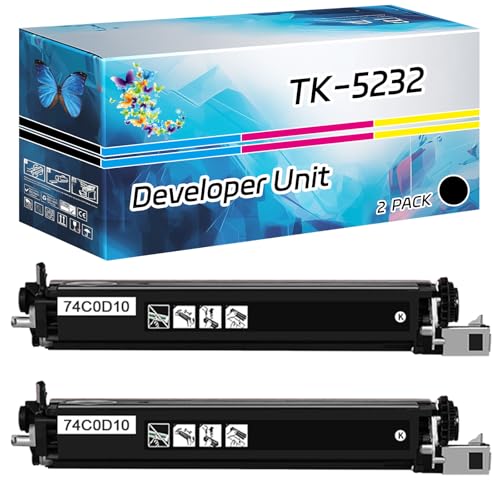 TK-5232 TK5232 Developer Unit Compatible for Lexmark CX725de CX725dhe CX725dthe XC4140 XC4150 Printers, High Yield 20000 Pages, with Chip High-Definition Printing (2 Pack Black)