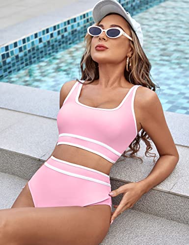 Image of BMJL Women's Sexy Detachable Padded Cutout Push up Striped Bikini Set Two Piece Swimsuit