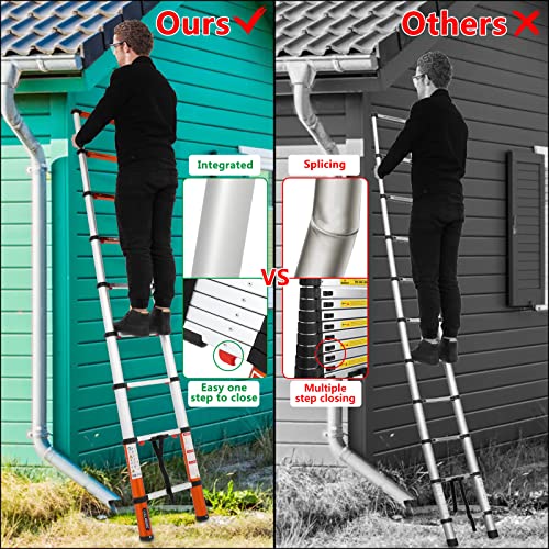 LUISLADDERS Telescoping Ladder Multi-Use Telescopic Extension Ladder One-Button Retraction Anti-Pinch and Anti-Slip 330 Lb Capacity (8.5 Feet) - Thumbnail 3