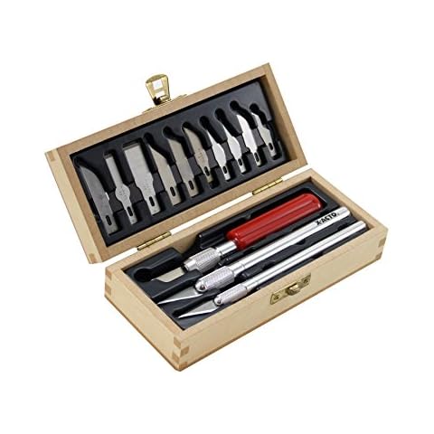 X-ACTO Basic Knife Set | Set Contains 3 Precision Knives, 10 Precision Knife Blades, Wooden Chest for Storage (14 Count) Cover