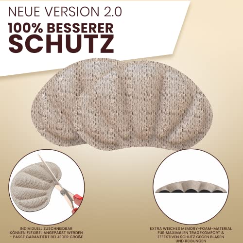 FERSENFREUND© Premium Fersenpolster Schuheinlagen - DAS ORIGINAL - Fersenschutz Fersenkissen Gel Antirutsch Einlagen für zu große Schuhe & Stiefel Schuhfüller Heel Protector Pads gegen Blasen 6er-Set