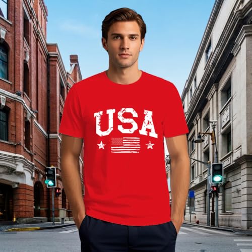 Mens USA Shirt American Flag T-Shirt 4th of July Patriotic Short Sleeve Tee2