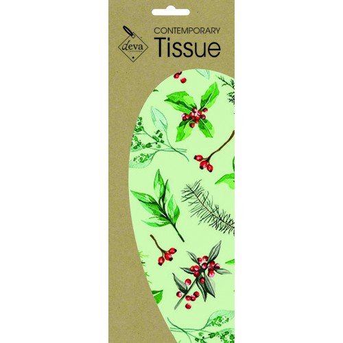 Sophie Brabbins Christmas Foliage Holly and Mistletoe Printed Patterned Tissue Wrapping Paper Deva Designs 4 Sheets 50 x 70 cm