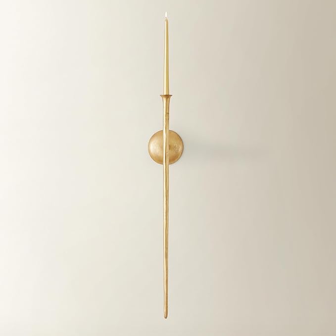 Z Gallerie Aspar Candle Sconce Long Candle Holder in Gold Finish, Retro Chic Wall Decor for Living Room, Vintage Candle Wall Sconce with Timeless Appeal(A Sconce Without Candles),1Pc