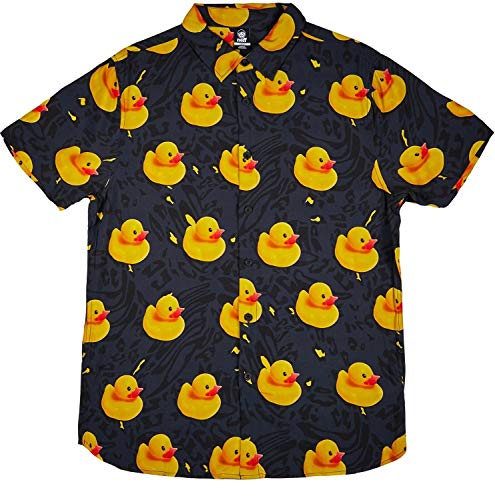 NEFF Trippy Duck Poolsider Short Sleeve Button Down (Large) Black