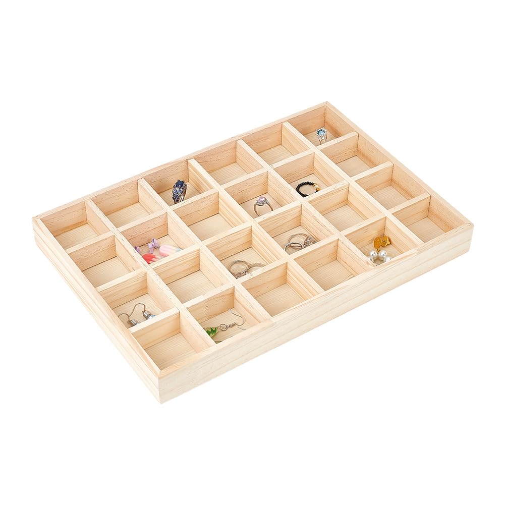 Plateau trier grille bois 24 cases organisateur bijoux présentoir cravate bague