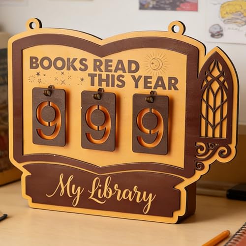 Contador de libros leídos de madera y decoración colgable para librería 4