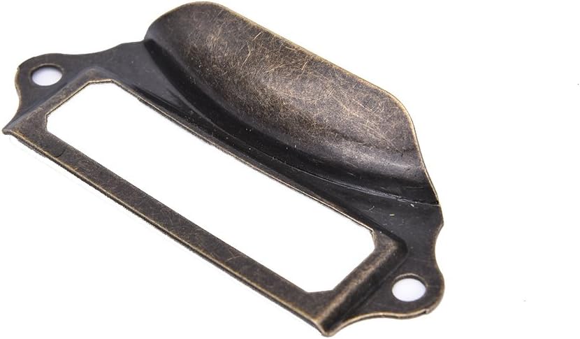 12Pcs Antique Bronze Drawer Label Pull Cabinet Frame Handle Name Card Holder Semicircle Knobs with Screws