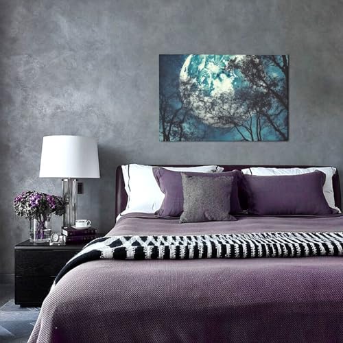 Impression sur toile lune bleue affiche murale moderne 30x45cm - 4