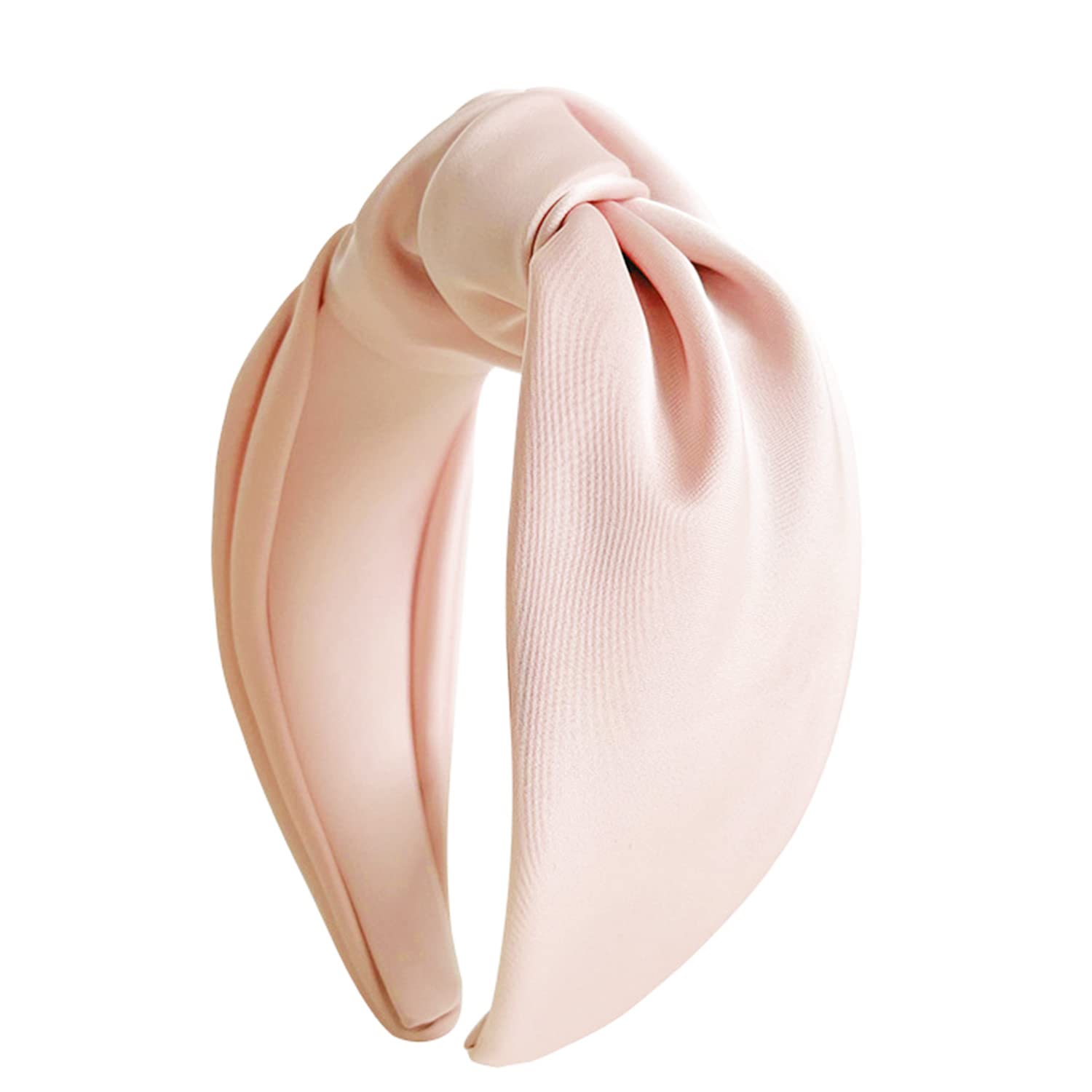 Knotted Headband for Women Satin Wide Knotted Headband Fashion Simple Soft Satin Headband Elegant Lovely Hair accessories (light pink)