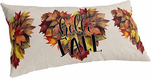 Fundas de almohada de tamaño King con hojas de otoño y otoño, fundas de almohada suaves decorativas para sofá de cuerpo largo, funda de cojín lumbar