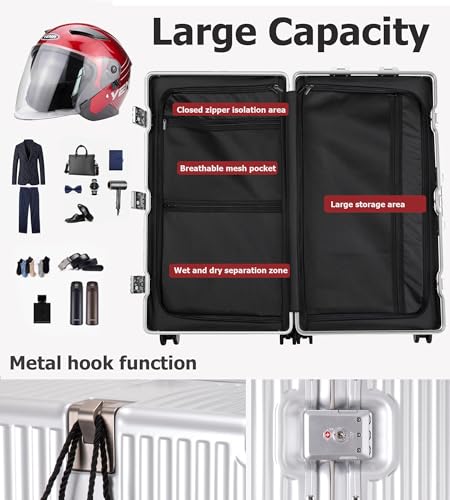 Image of feilario Super Large Aluminum Frame Checked Zipperless Luggage | Zipperless access, PC shell, TSA lock, cup /phone holder and 126L capacity suit dorm moves, moving and long trips