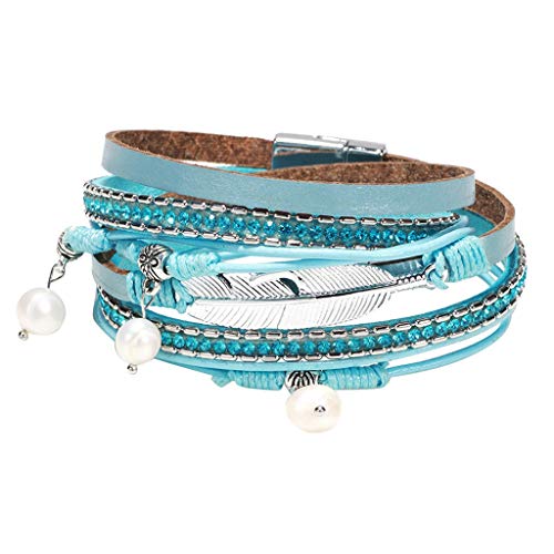 Bracelet Multi Layer Leather Bracelet Braided Wrap Cuff Bangle Alloy Magnetic Clasp Handmade