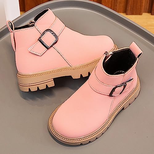 IWIHMIV Girls Short Boots Fashion Non Slip Ankle Booties Soft Sole Comfortable Winter Shoes with Zipper for Toddler4