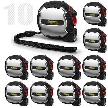 10Pack 10FT Tape Measure, Small Retractable Measuring Tape, Mini Tape Measure with Metric/Inch, Dual Sided, Magnetic Hooks, Rubber + Stainless Steel Case, for Home, Construction & DIY (10ft 10pack)