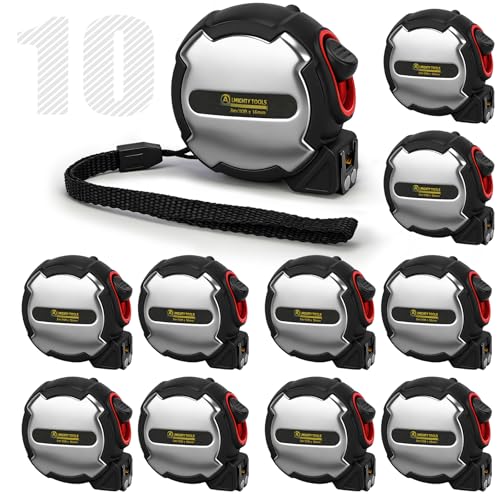 10Pack 10FT Tape Measure, Small Retractable Measuring Tape, Mini Tape Measure with Metric/Inch, Dual Sided, Magnetic Hooks, Rubber + Stainless Steel Case, for Home, Construction & DIY (10ft 10pack)