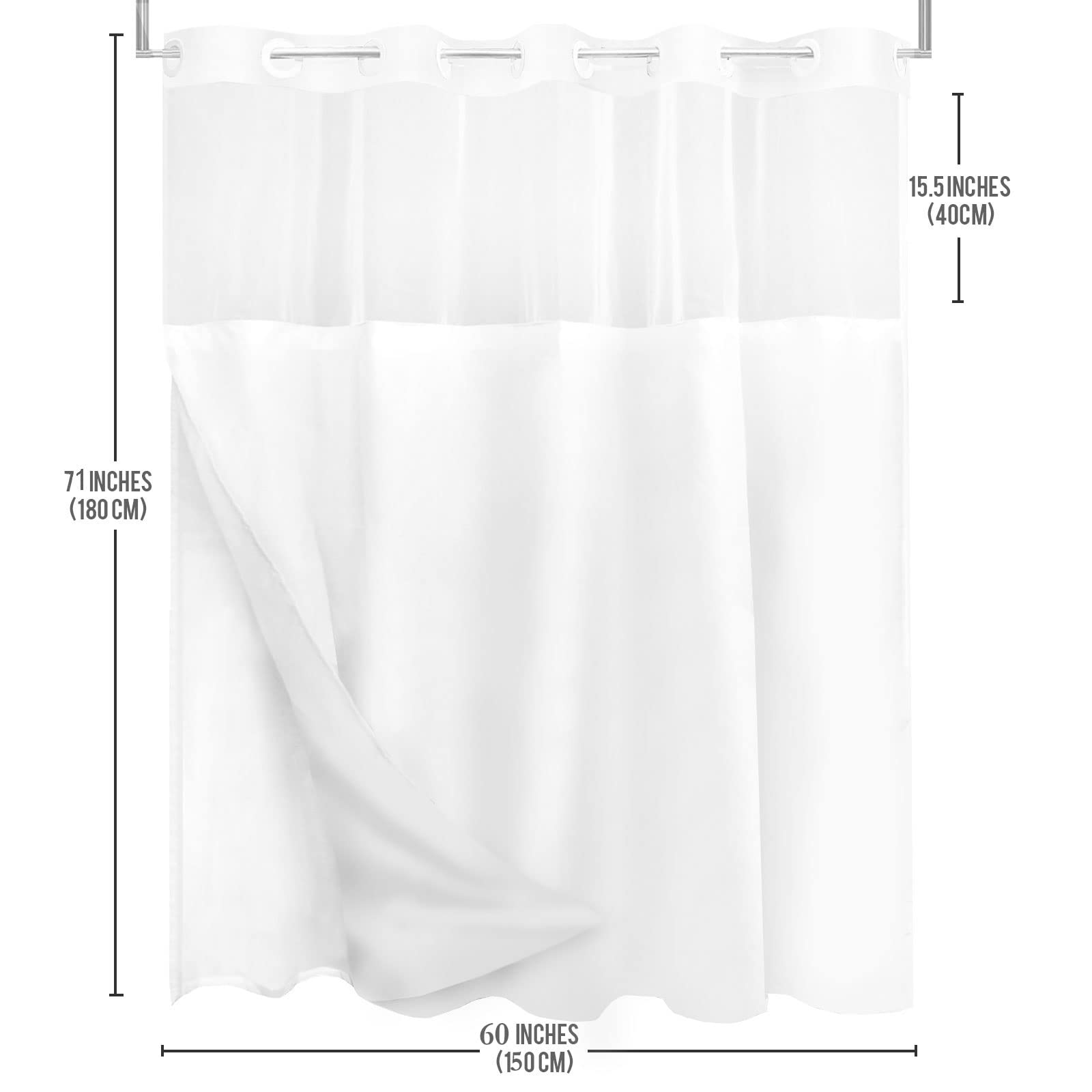 Tititex Duschvorhang-Set Waffelmuster – Farbverlauf Weiß/lila, 180x180 Cm, Wasserdicht, Mit 12 Haken