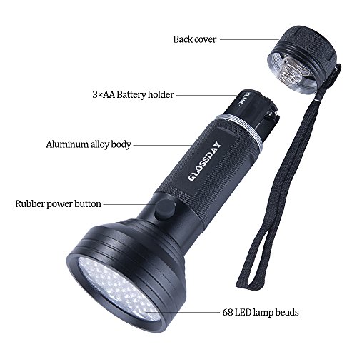 Glossday Blacklight Flashlight 68 Led Uv Flashlight,Ultraviolet Flashlight Black Light Professional Pet Urine Detector For Dog/Cat Urine,Pet Stains,Hunting Scorpions #TOP2