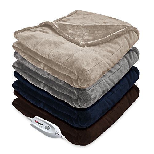 Serta | Silky Plush Electric Heated Throw With 4-Setting Controller, Chocolate #TOP1