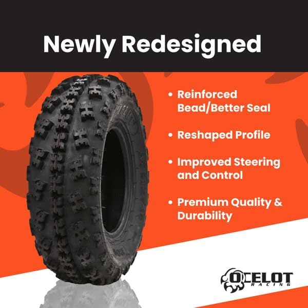 Ocelot EOS Front ATV Tire 21x7-10 – 6 Ply, Reinforced Bead, X-Knob Tread Pattern for Superior Steering, Traction & Puncture Resistance