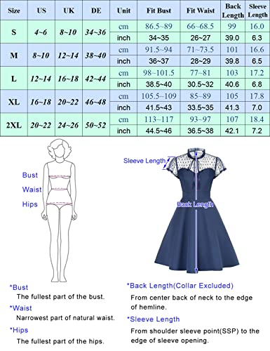 Women's Plus Size Vintage Polka Dot Rockabilly Prom Dress 50'S 60'S A-Line Cocktail Party Swing Dress Size 2Xl Black 361 #TOP2