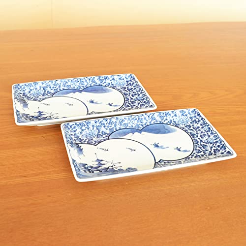 Set 2 platos rectangulares de cerámica japonesa miniatura 3