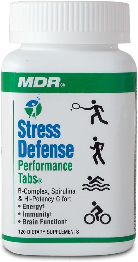 MDR Stress Defense – Adaptogenic Stress & Mood Support with B-Complex & Spirulina – 120 Tablets