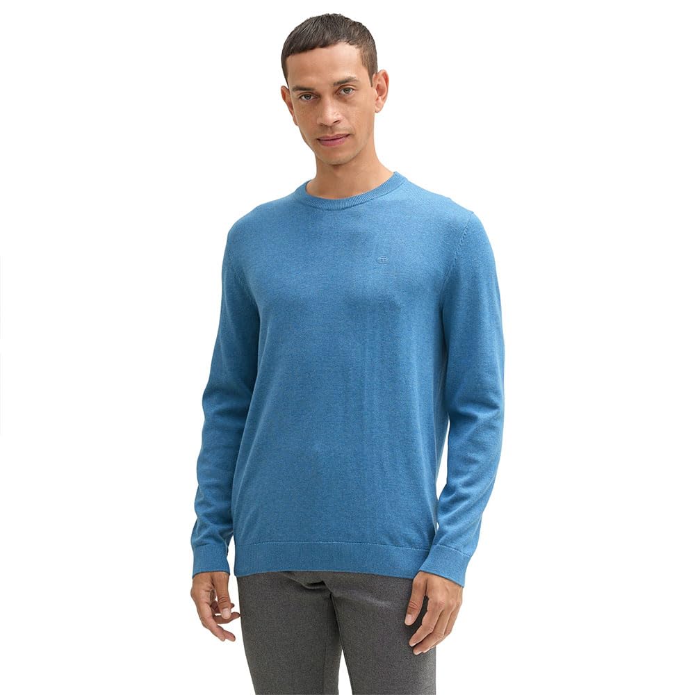 TOM TAILOR Men's 1039805 Jumper, 37095 - Ocean Blue Melange, 3XL