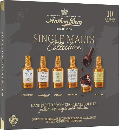 Anthon Berg 10 Single Malt Scotch Whisky Liqueurs Dark Chocolate Case With Whisky Liquid Fillings Fathers Day Gifting 155 g (Pack of 1)
