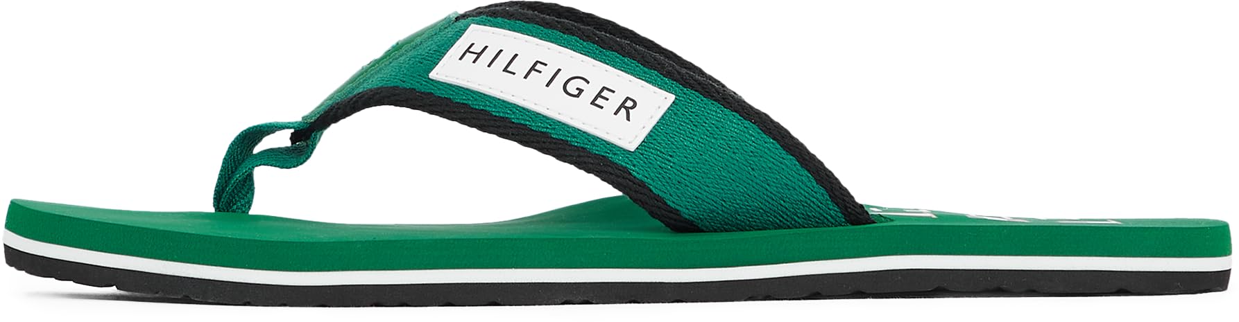 Tommy Hilfiger Men’s Patch Flip Flops with Logo, Green (Nouveau Green), 8