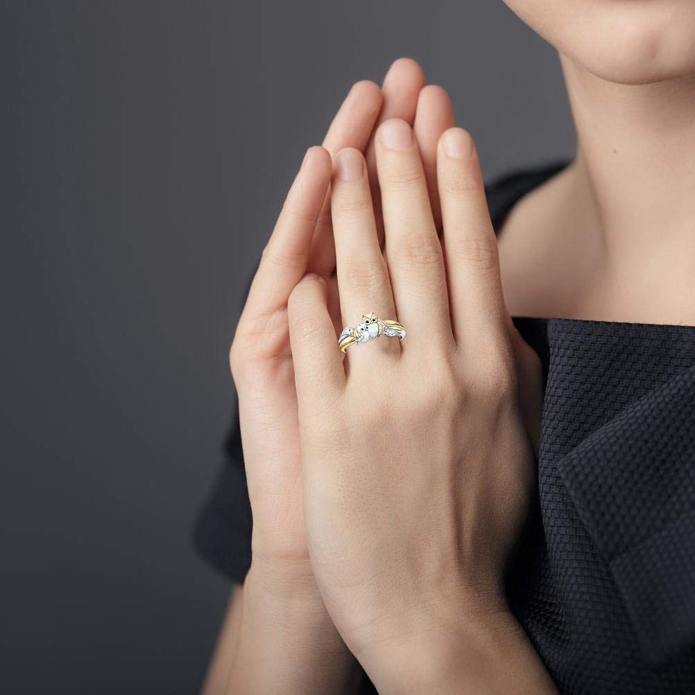 Bague hibou incrustée de diamants pour la fête des mères, pour fille, pour maman