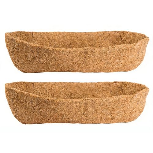 XCRUI 2 Pcs Coconut Liners for Planters 24 Inch Coco Liners for Planters Natural Coco Coir Liner for Hanging Baskets Replaceable Coco Liner for Window Box, Fence Flower Baskets