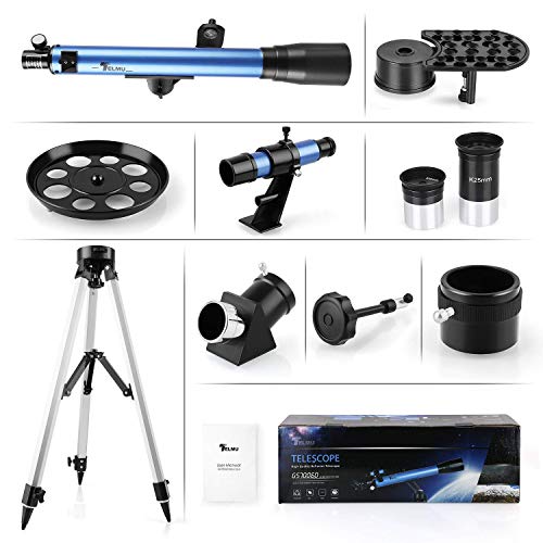 TELMU Telescope,60mm Aperture 700mm AZ Mount Astronomical Refractor Telescope for Kid and Adults- Portable Travel Telescope with Tripod, Any Phone Adapter