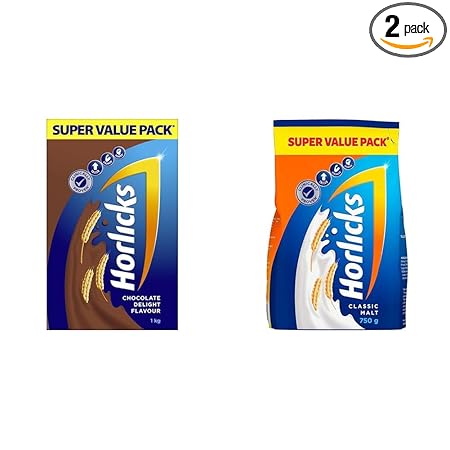 Horlicks (Chocolate flavor) 1kg Refill and Horlicks (Classic Malt) 750gm Refill