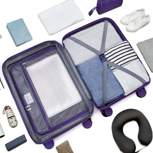 Image of LARVENDER Luggage Sets 5 Piece Set Suitcase Hardshell Expandable Carry On | ABS+PC, Suitcase Set for Women, Spinner Wheels, Durability, Lightweight, Telescopic Handle, Family Travel Luggage Set