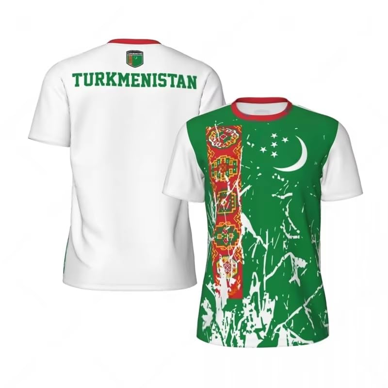 T-shirt de football Turkménistan homme col rond et manches courtes coloré