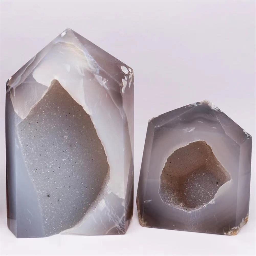 200 g-1000 g Feng Shui natürlicher Kristall-Crackle-Quarz-Geode-Achat-Punkt mit glänzendem 1 Stück schönem Kristall ERTEYIN (Color : 1pc 840g-930g)