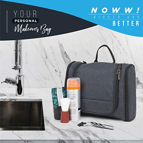 Image of FATMUG Travel Toiletry Kit Organizer Hanging Dopp Kit for Men Large Cosmetics Pouch for Women-D Grey