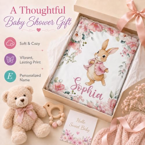 Image of Personalized Baby Blanket for Girls, Custom Nursery Blanket with Name, 30 x 40 Inch Soft Minky Blanket for Baby Toddlers, Newborn Print 10