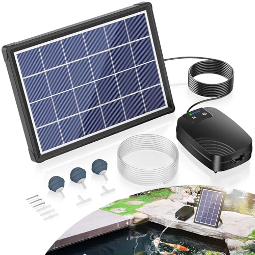 NFESOLAR 4W Solar Pond Aerator with 2200mAh Battery Backup All-in-One Solar Air Pump 24/7 Continuous Oxygenation Quiet Operation 3 Modes Bubbler Portable for Small Ponds & Fish Tanks