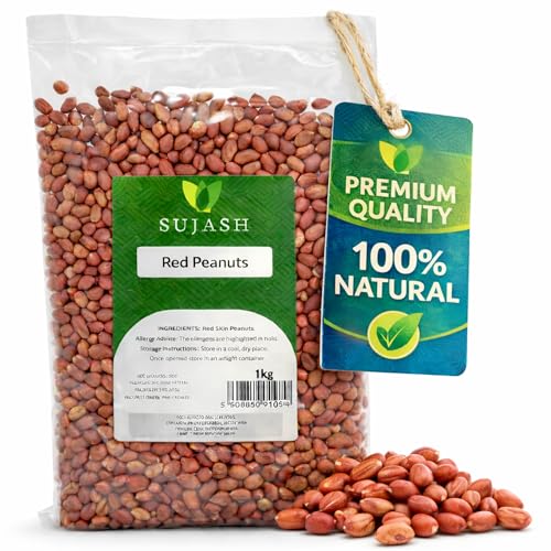 Sujash Red Peanuts Raw Red Skin Peanuts Premium Quality Crunchy Snack High Protein Peanuts (1 Kg)