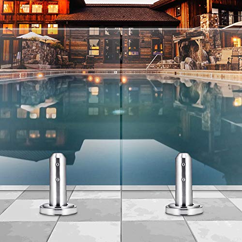 Stehende Glasklemme, 304 Schwimmbad Rostfreie Glasklemme Zaunklemme aus Glas für 8-12 mm / 0,3-0,5 Zoll Glas, Boden Glaszaun Klemme für Haus Treppe WC Balkon 3,9 x 3,9 x 6,7 Zoll